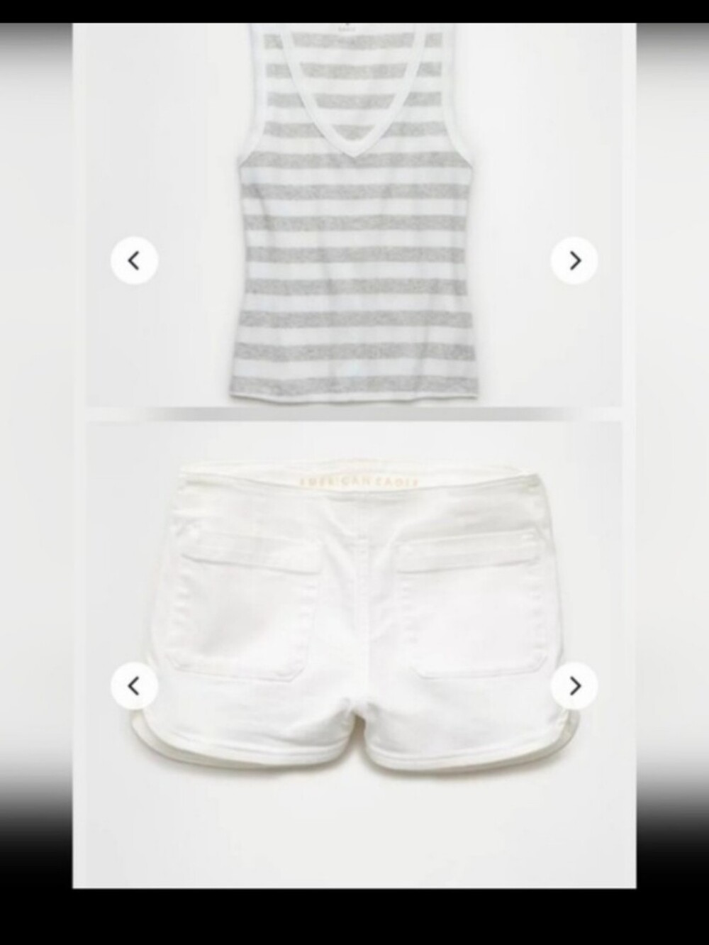 AE Combo Shorts & Gray/white Stripe Tank M